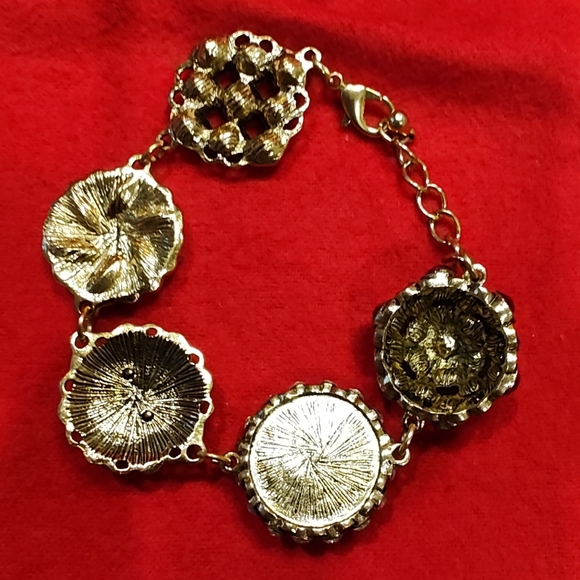 Floral Gemstone Bracelet - Pink, Red, Gold - Picture 2 of 4